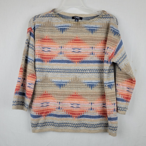 Chaps Tribal Aztec Southwestern Knit Sweater - Picture 2 of 8